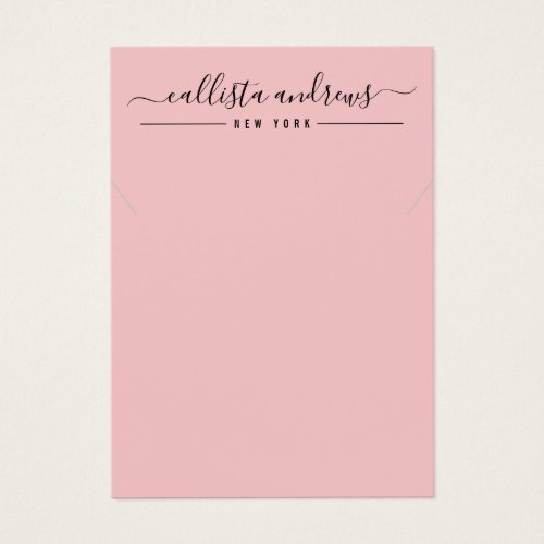 Simple Black Pink Script Necklace Display Card