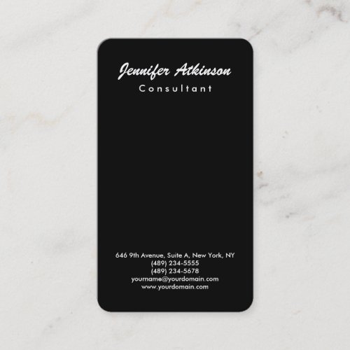 Simple Black Plain Brush Script Minimalist Modern Business Card