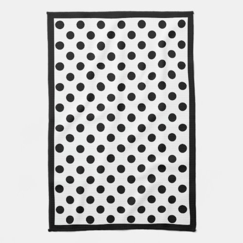 Simple Black Polka Dots on White Kitchen Towel