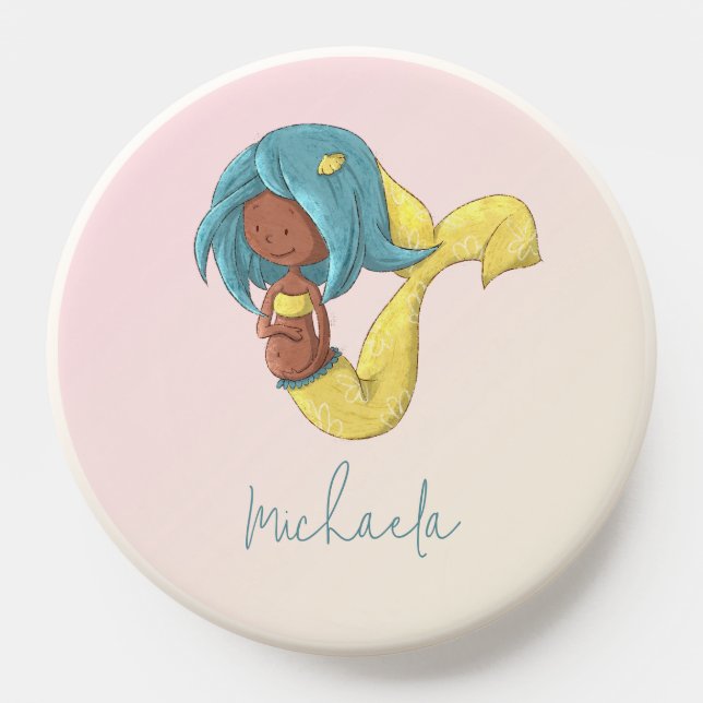 Simple Black Pregnant Mermaid Personalized PopSocket (Popsocket)