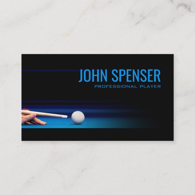 Simple Black Pro Pool Player Coach Master Business Card (Front)