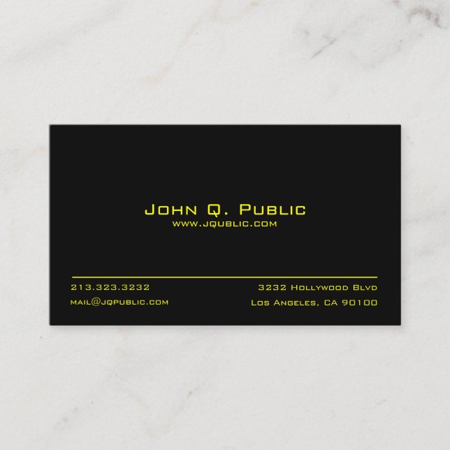 Simple Black Professional Business Card (Front)