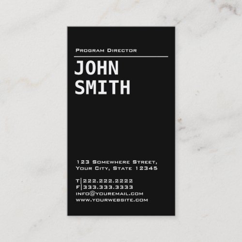 Simple Black Program Director Business Card