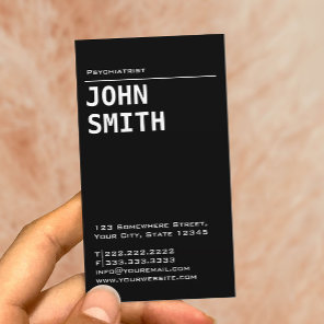 Simple Black Psychiatrist Business Card