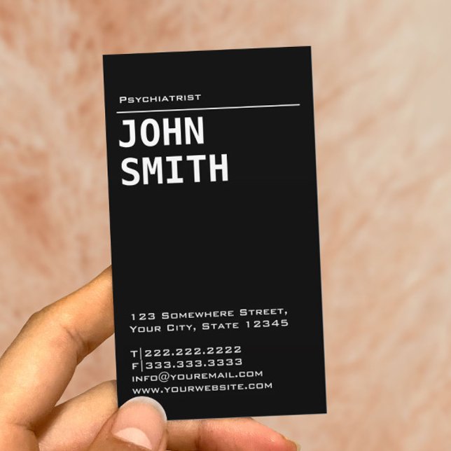Simple Black Psychiatrist Business Card (Creator Uploaded)