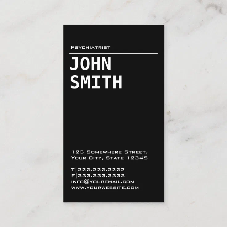 Simple Black Psychiatrist Business Card Zazzle 