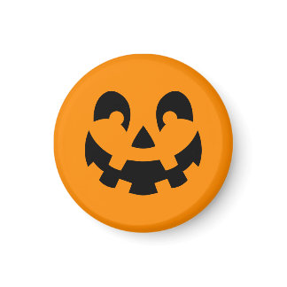 Simple Black Pumpkin Face On Orange Halloween Magnet