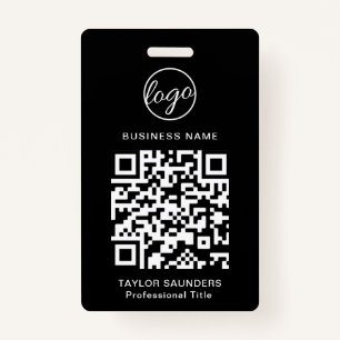 Simple Black QR Code Employee ID Badge