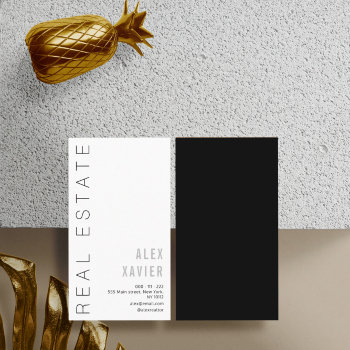 Simple Black Real Estate Business Card by classiqshopp at Zazzle