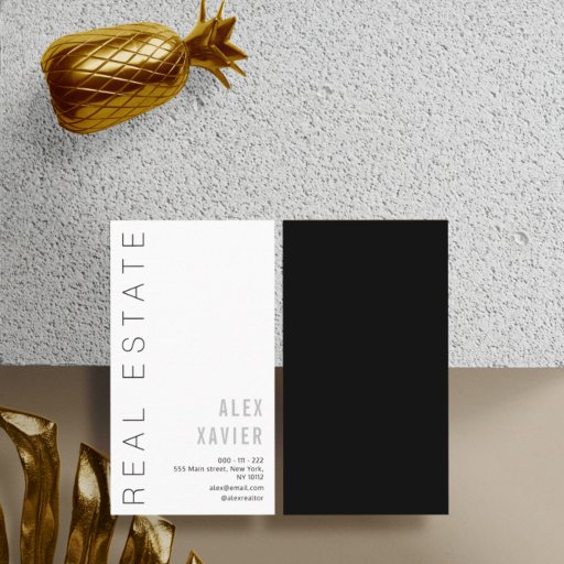 Customizable simple black real estate business card