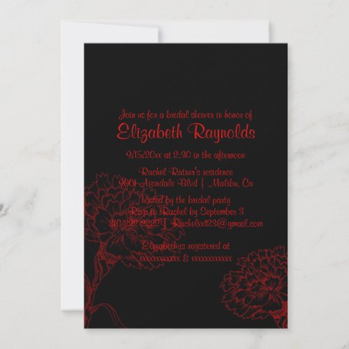 Simple Black &amp; Red Bridal Shower Invitations