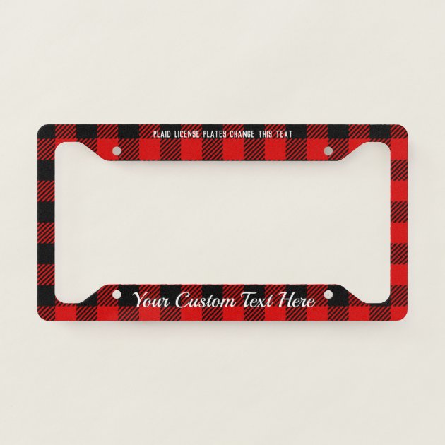 Simple Black Red Plaid License Plate Frame