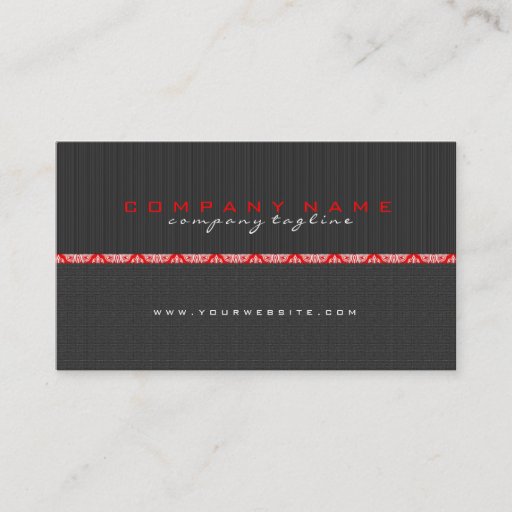 Customizable Simple Black &amp; Red Stripes &amp; LinenTexture Business Card Template