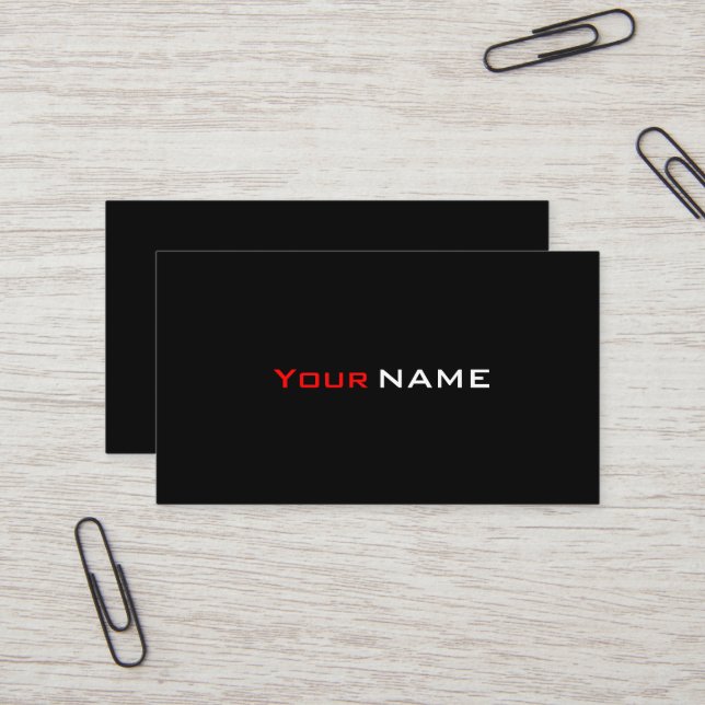 Simple Black Red White Business Card (Front/Back In Situ)