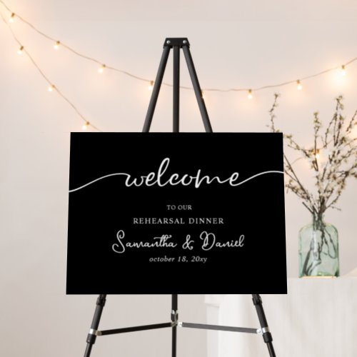 Simple Black Rehearsal Dinner Welcome Sign