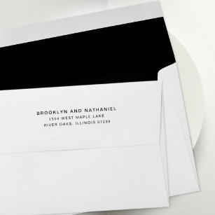 Simple Black Return Address Lined Envelope