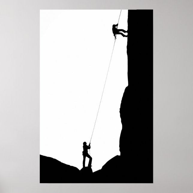 Simple Black Rock Climbing Silhouette Poster (Front)