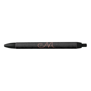 Simple Black Rose Gold Elegant Wedding Monogram Pen