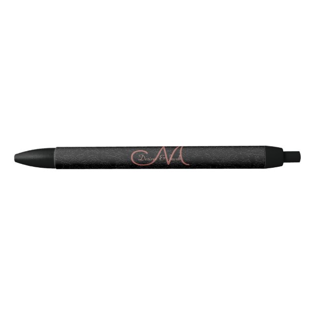 Simple Black Rose Gold Elegant Wedding Monogram  Pen (Front)