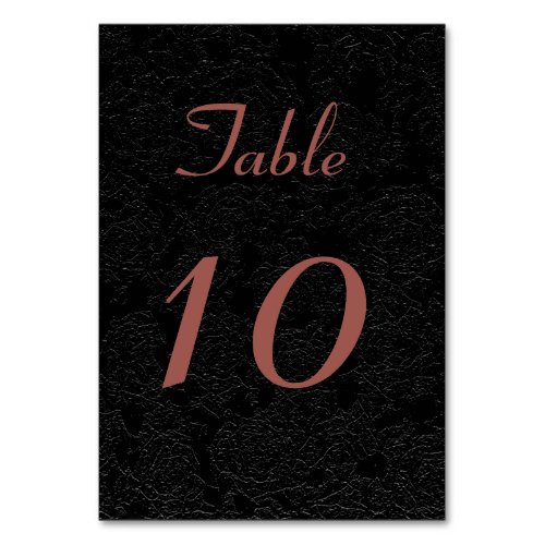 Simple Black Rose Gold Elegant Wedding Table Number