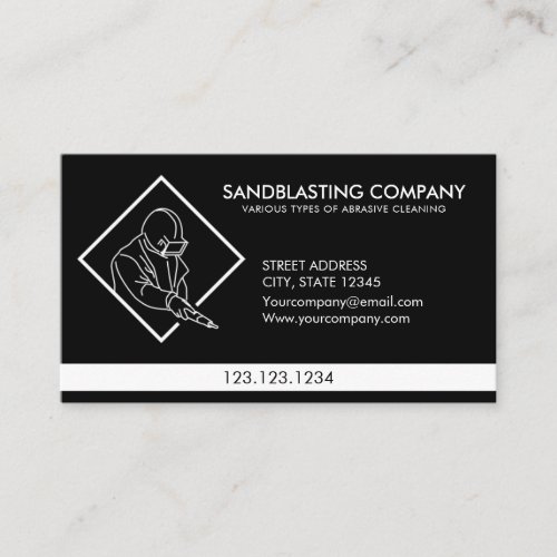 Simple Black Sandblasting Power Washer Cleaning Business Card