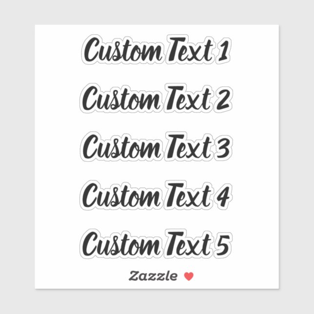 Simple Black Script 5 Lines of Text Sticker (Sheet)