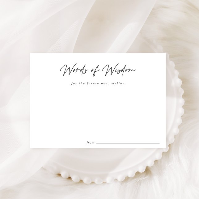 Simple Black Script Bridal Shower Advice Card (Creator Uploaded)