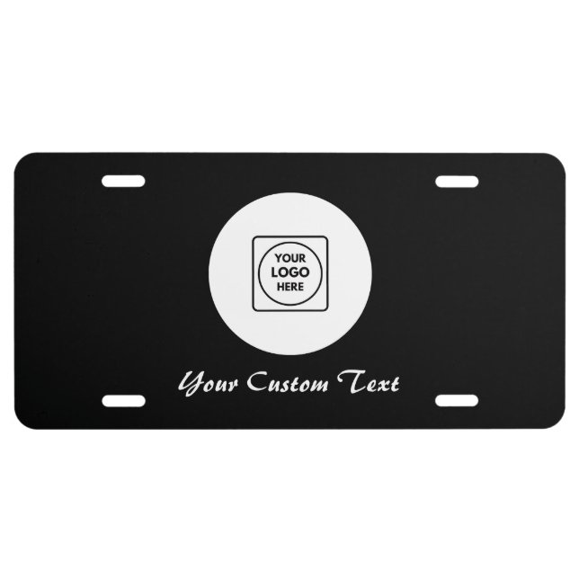 Simple Black Script Business Logo Branded Plate (Front)