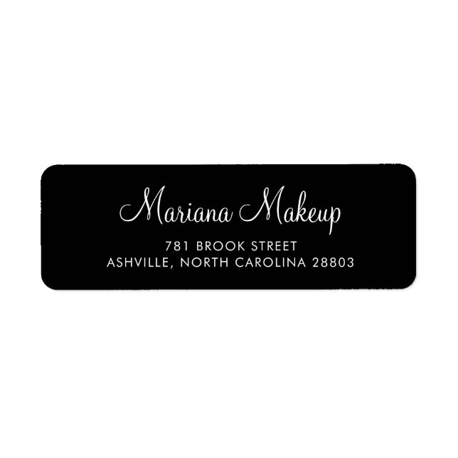 Simple Black Script Business Return Address Label (Front)