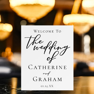 Simple Black Script Formal Wedding Welcome Foam Board