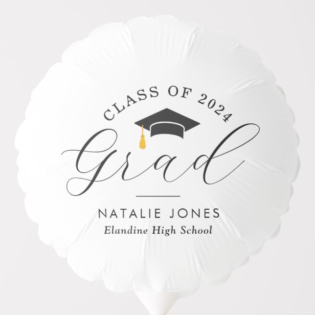 simple black script graduation  balloon (Front)
