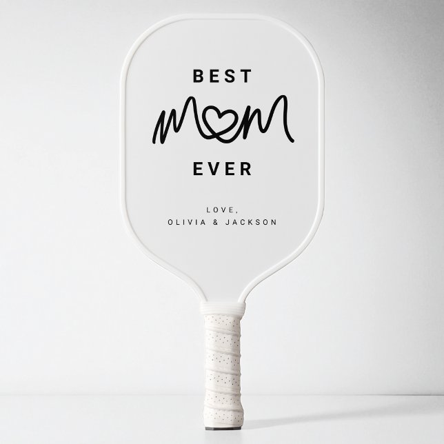 Simple Black Script Heart Modern Best Mom Ever Pickleball Paddle (Simple Black Script Heart Modern Best Mom Ever Pickleball Paddle)