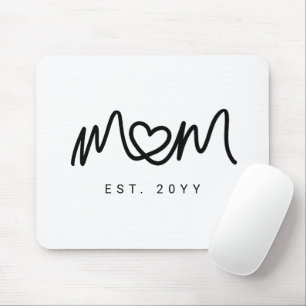 Simple Black Script Heart Mother Mom Established Mouse Pad