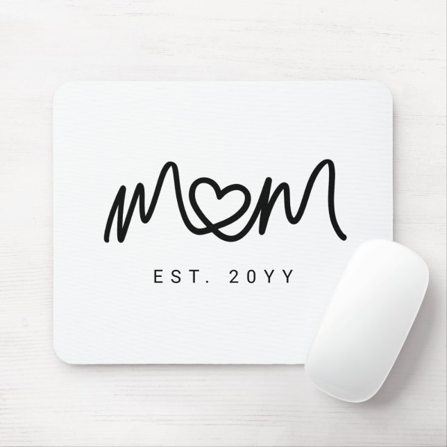 Simple Black Script Heart Mother Mom Established Mouse Pad (With Mouse)