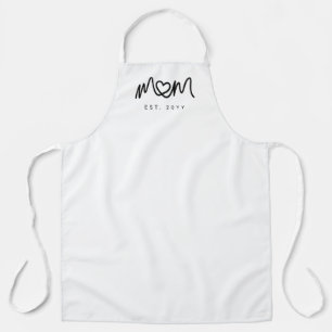 Simple Black Script Heart New Mom Established Apron
