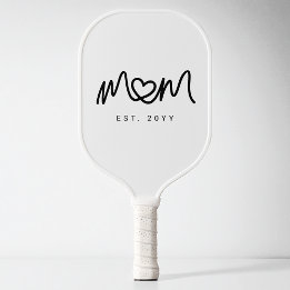 Simple Black Script Heart New Mom Established Est Pickleball Paddle