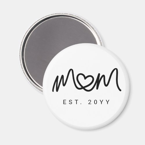 Simple Black Script Heart New Mom Established Magnet