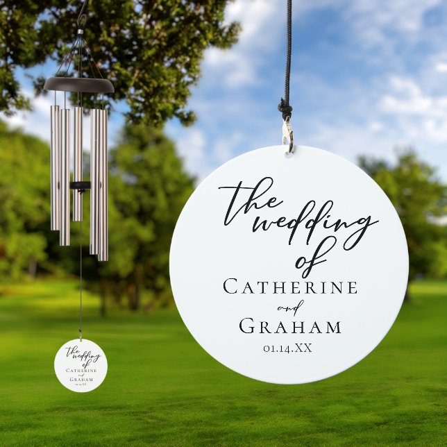 Simple Black Script Modern Formal Wedding Wind Chime (Outdoor)