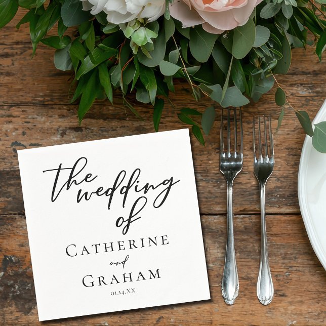Simple Black Script Modern Wedding Napkins (Creator Uploaded)