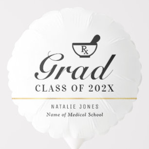 simple black script pharmacy graduation  balloon