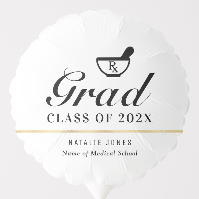 simple black script pharmacy graduation  balloon (Front)