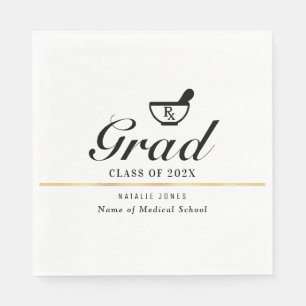 simple black script pharmacy graduation napkins