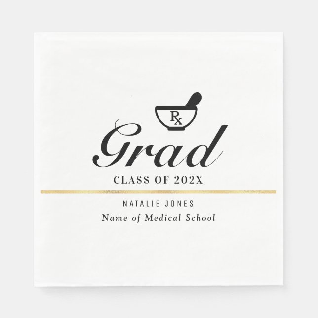 simple black script pharmacy graduation  napkins (Front)