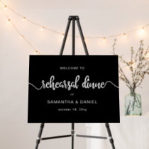 Simple Black Script Rehearsal Dinner Welcome Sign