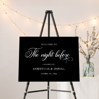 Simple Black Script Rehearsal Dinner Welcome Sign