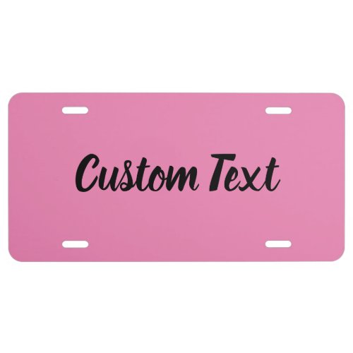 Simple Black Script Text Template on Pink License Plate