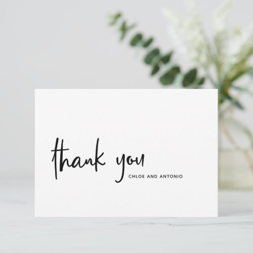 Simple Black Script Typography Thank You Card