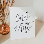 Simple Black Script Wedding Cards and Gifts Pedestal Sign<br><div class="desc">Simple and elegant wedding pedestal sign featuring the phrase "Cards and Gifts" displayed in black script with a white background. Personalize the sign with optional custom text such as your names, wedding date, thank you message, etc. The sign can also be used for other events such as bridal showers, baby...</div>