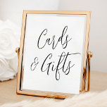 Simple Black Script Wedding Cards and Gifts Sign<br><div class="desc">This simple and elegant "Cards and Gifts" sign features a timeless black script on a clean white background, adding a refined touch to your celebration. Perfect for weddings, bridal showers, baby showers, and birthday parties, this versatile sign helps organize your event while elevating its decor. Personalize it with your names,...</div>