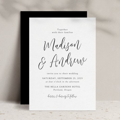 Simple Black Script Wedding Invitation